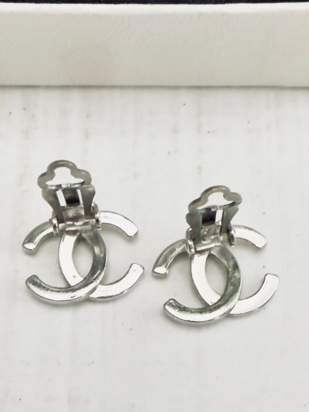 Chanel Vintage CC Logo Silver Clip-On Earrings